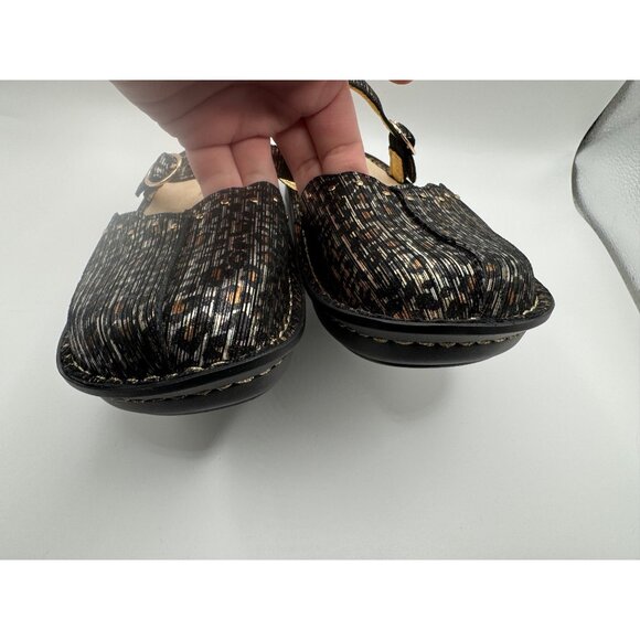 Alegria Tuscany Black Metallic Gold Leopard Print Mary Jane Clogs 36 US 6/6.5 main image 5